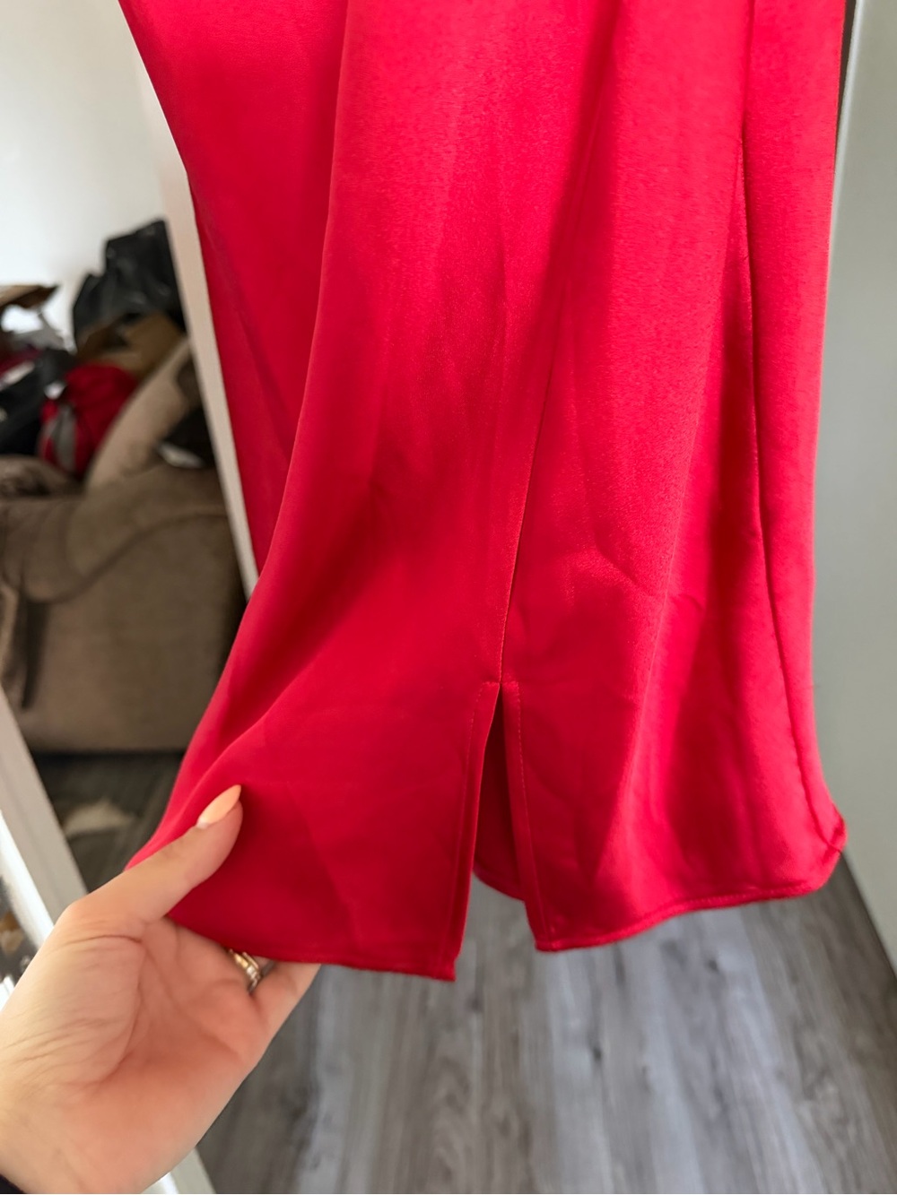 Dynamite Red Satin Cowl Slip Dress - Picture 3 of 3